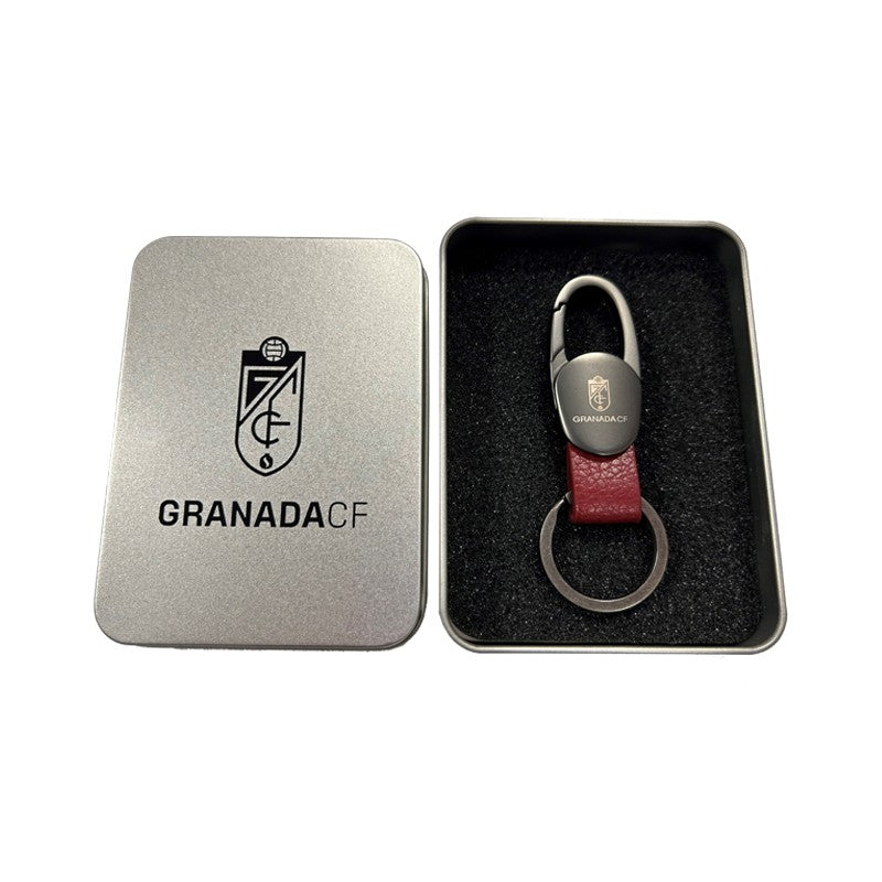 Llavero Mosquetón Piel Rojo Escudo